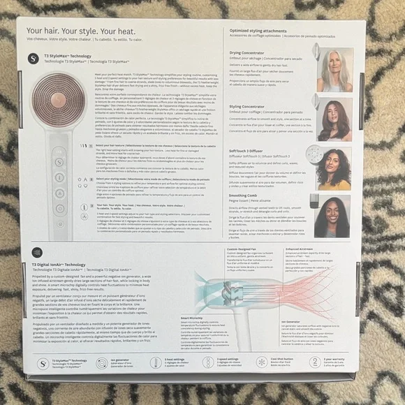 T3 StyleMax Hair Dryer in White and Rose Gold - Picture 3 of 3